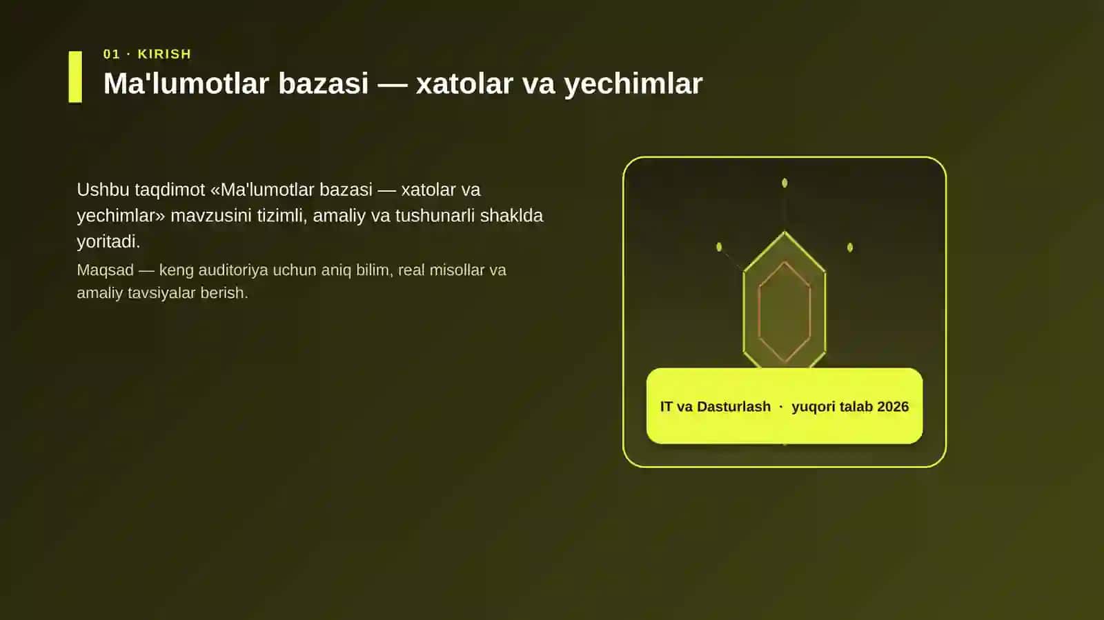 Ma'lumotlar bazasi — xatolar va yechimlar 3