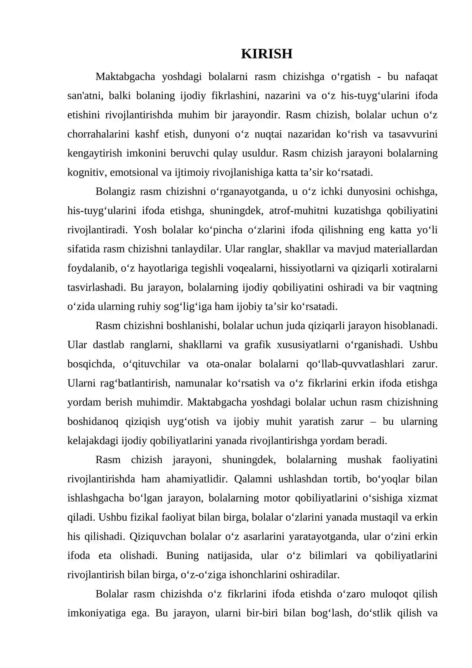 MAKTABGACHA YOSHDAGI BOLALARNI RASM CHIZISHGA O‘RGATISH 3