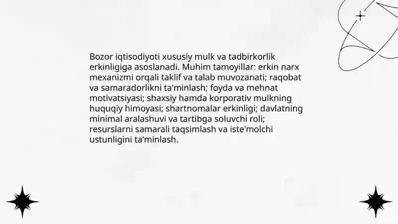 Bozor iqtisodiyotining mazmuni va asosiy belgilari 3
