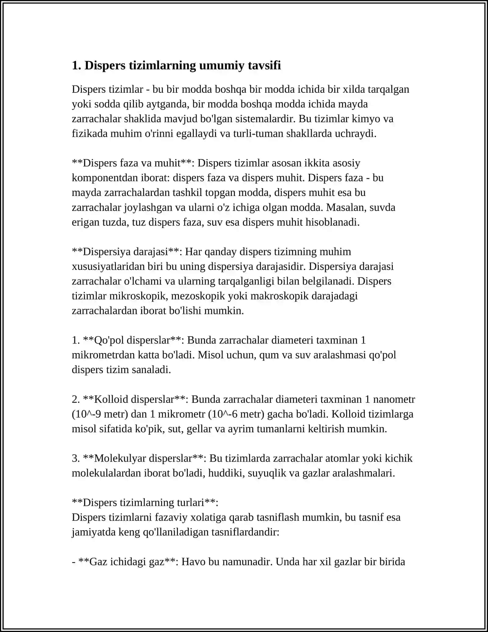 DAG'AL- DISPERS SISTEMALARNING HOSSALARI VA ULARNI TIBBIYOT VA FARMAKALOGIYADA ISHLATILISHI 3