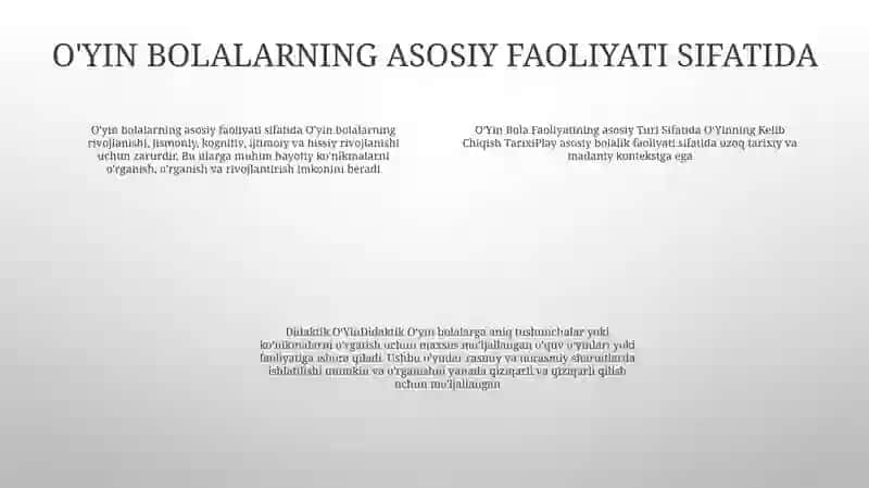 O‘Yin Bola Faoliyatining Asosiy Turi Sifatida O‘Yinning Kelib Chiqish Tarixi Didaktik O‘Yin 3