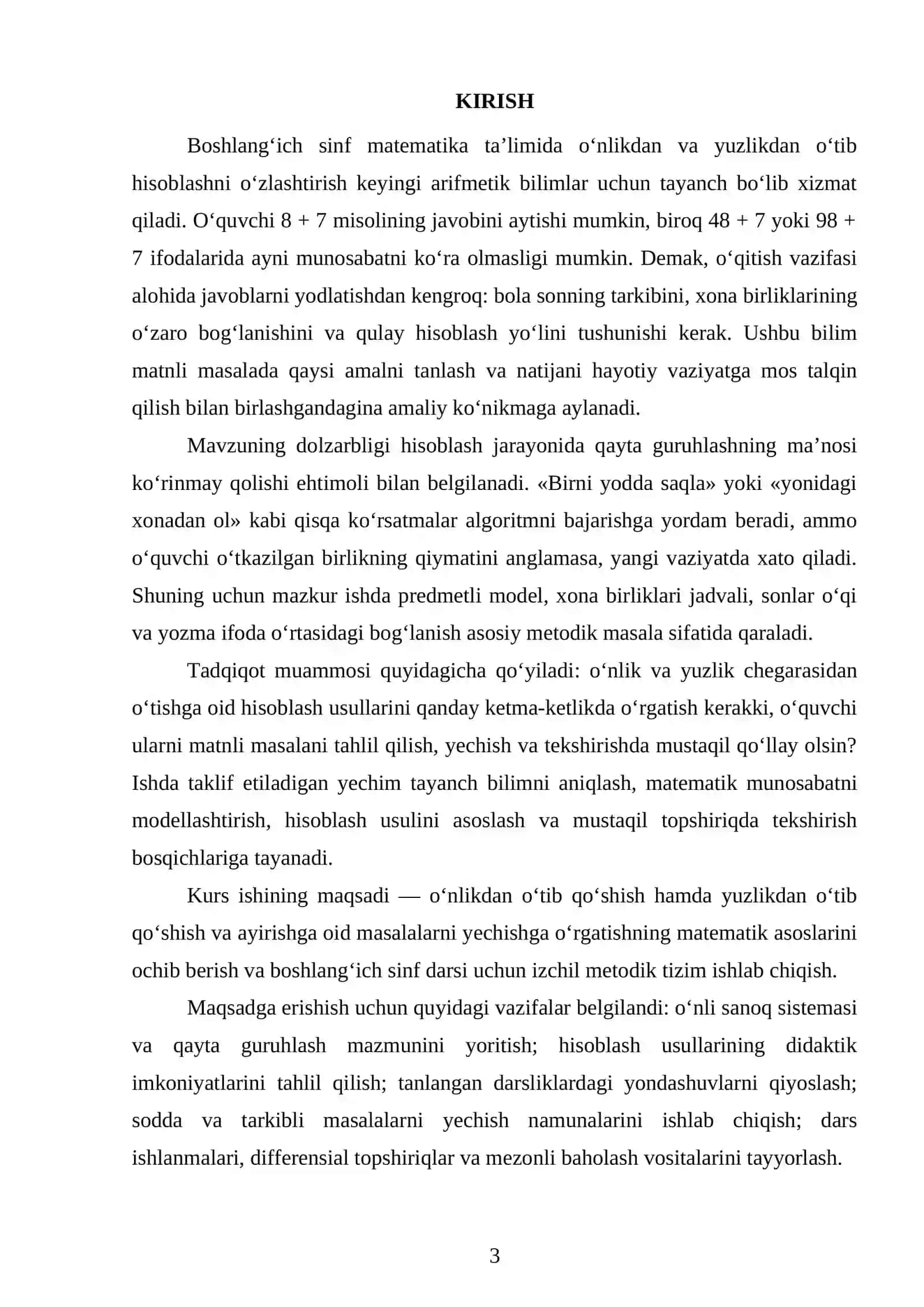 O‘NLIKDAN O‘TIB QO‘SHISH VA YUZLIKDAN O‘TIB QO‘SHISH VA AYIRISHGA OID MASALALAR YECHISH METODIKASI 3