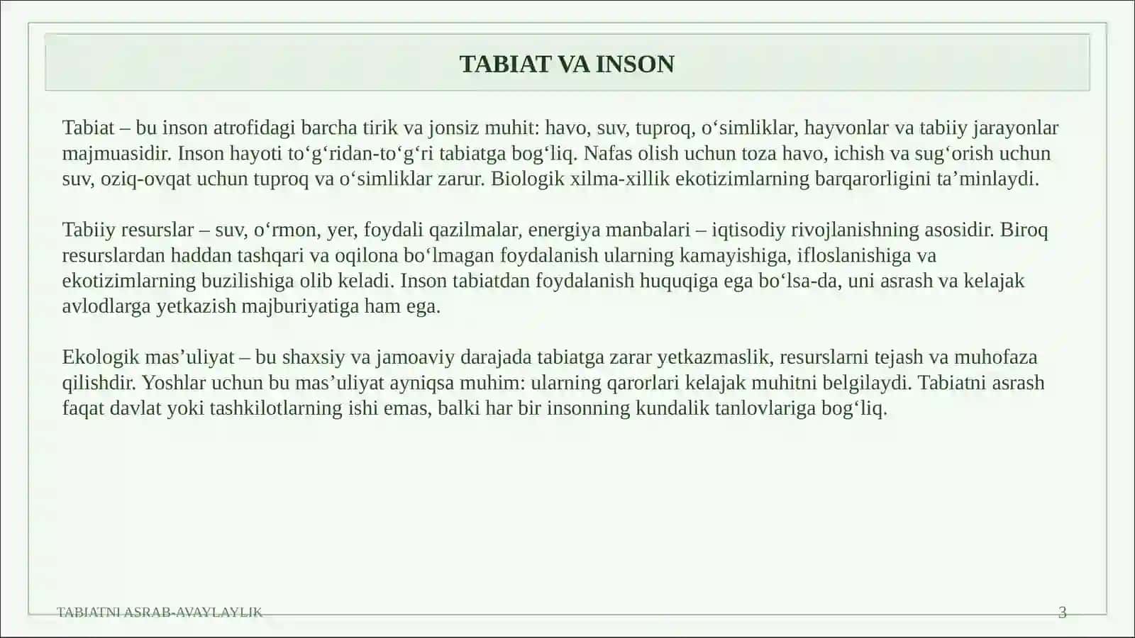 TABIATNI ASRAB-AVAYLAYLIK 3