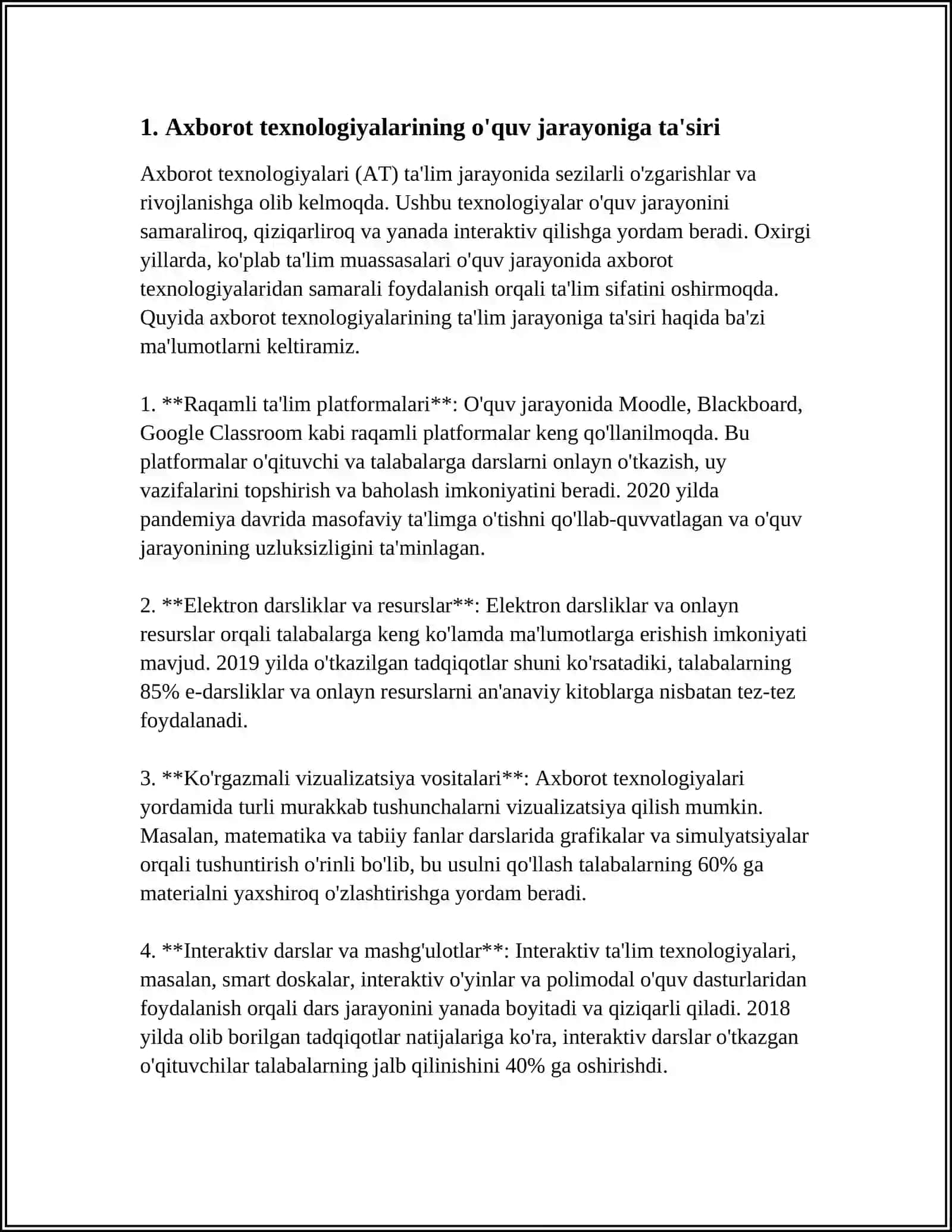 O'QUV JARAYONIDA AXBOROT TEXNOLOGIYALARINING ASOSIY YO'NALISHLARI VA ULARNI QO'LLASH 3