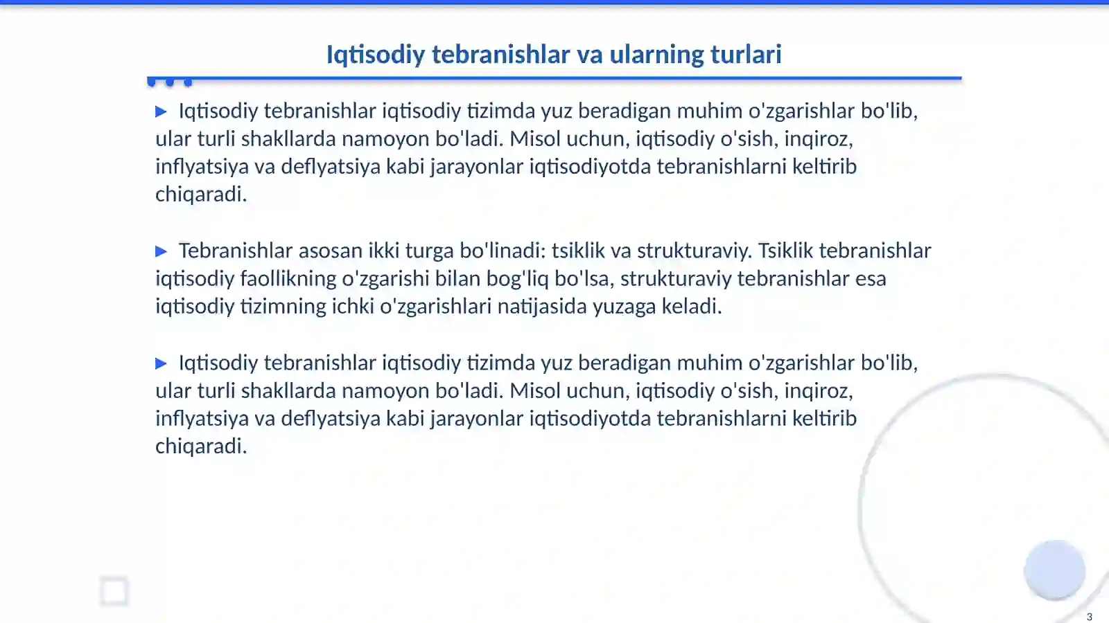 Iqtisodiy tebranishlar. Ishsizlik va mehnat bozori 3