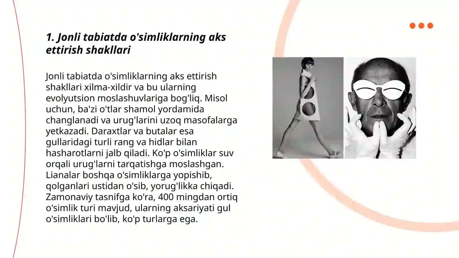 Jonli tabiatda o'simliklarning aks ettirish shakllari 3