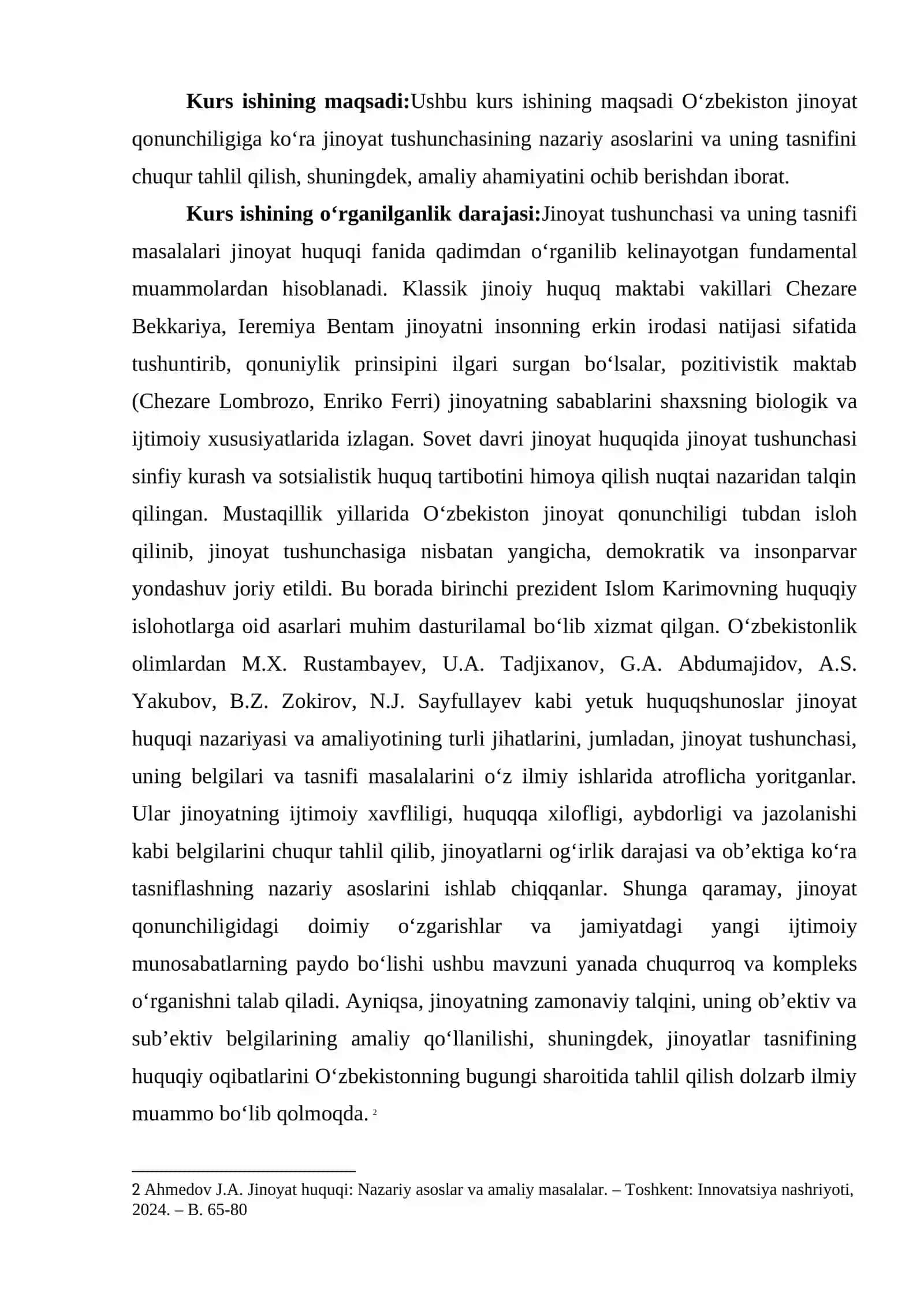 O‘zbekiston jinoyat qonunchiligiga ko‘ra jinoyat tushunchasi va uning tasnifi 26 3
