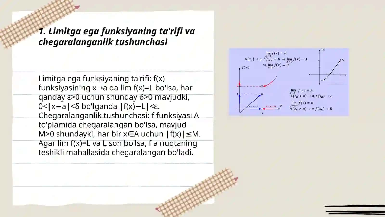 Limitga ega funksiyaning chegaralanganligi 3
