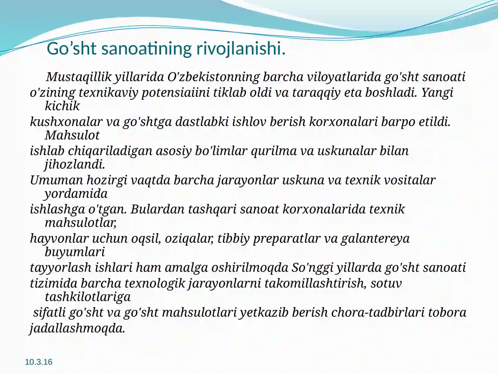 Go’shtmahsulotlari ishlab chiqarish biotexnologiyasi 3