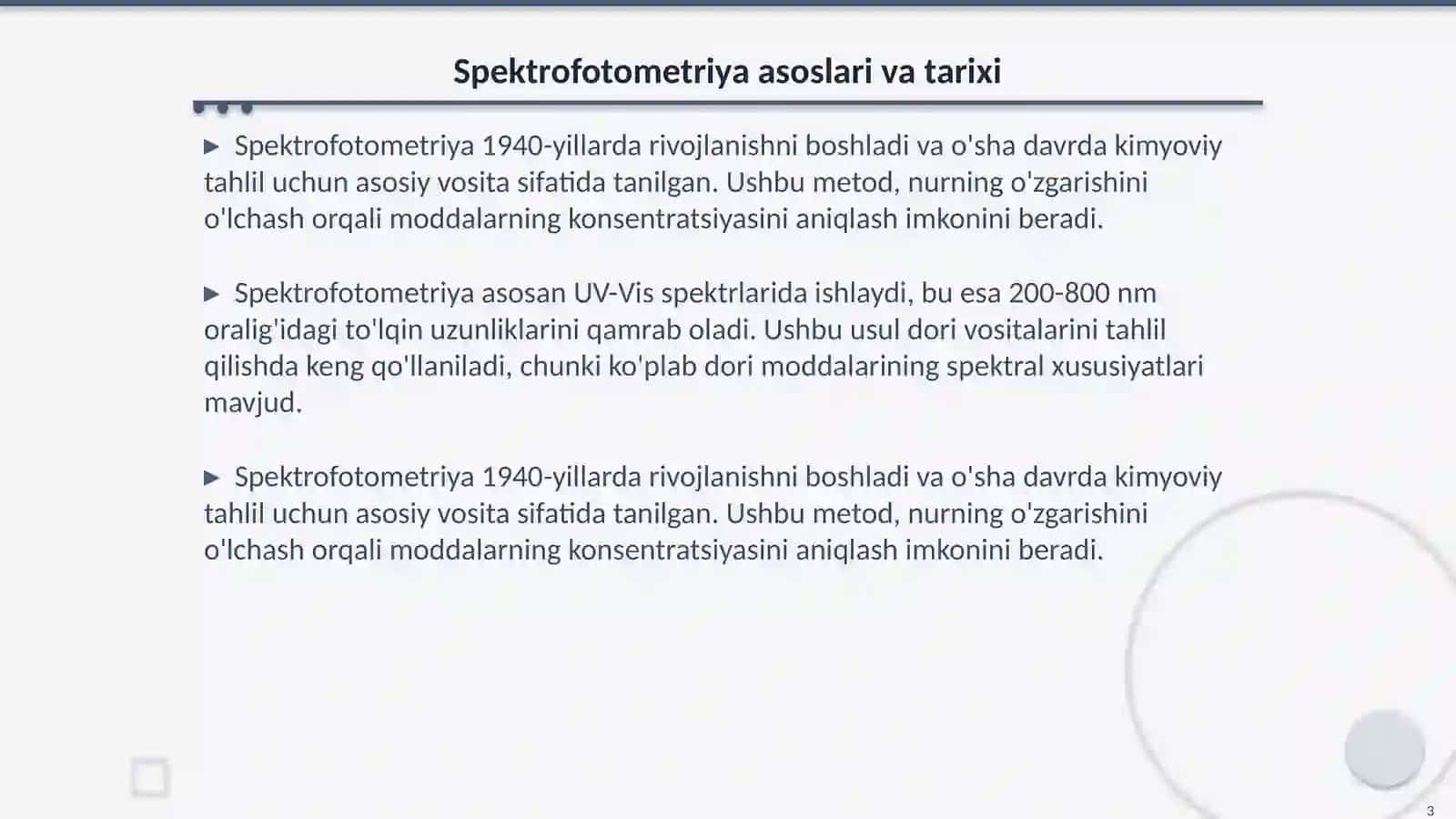 Spektrofotometriya.Dori vositalarini sifat va miqdoriy tahlilda qòllanilishi 3