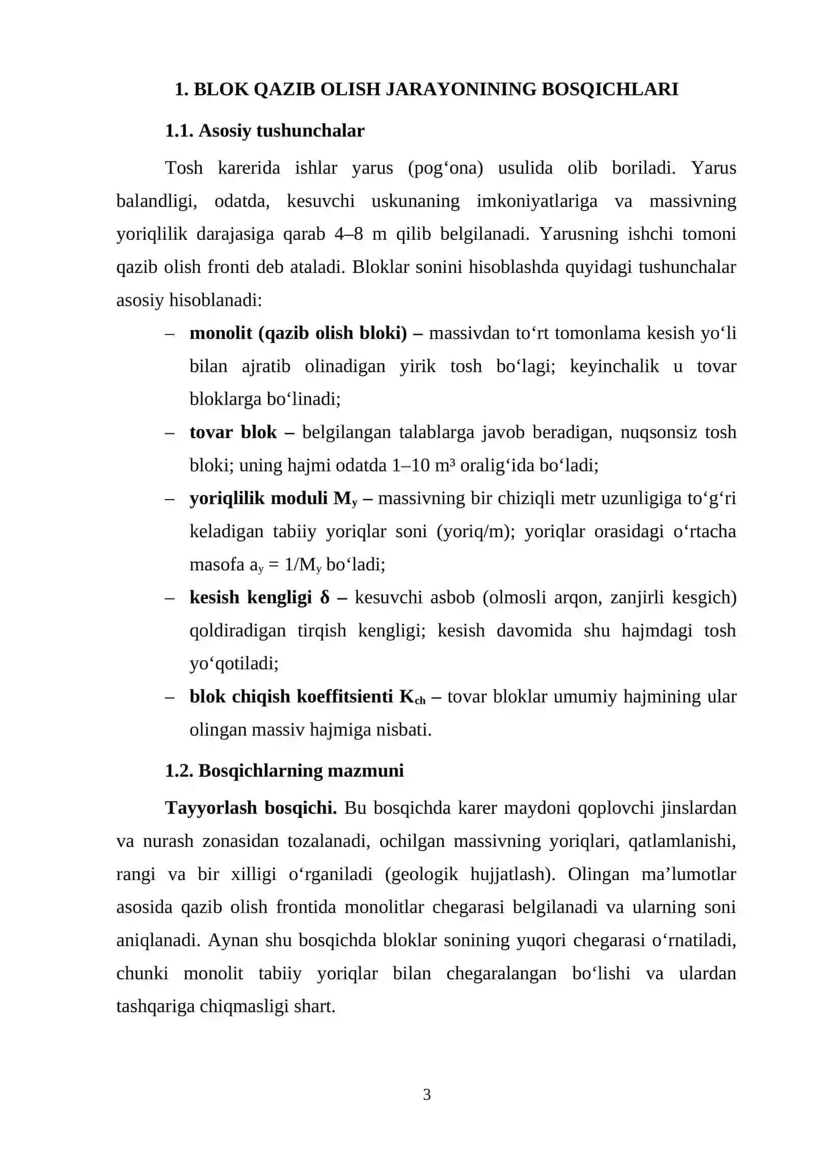 Blokli tosh qazib olish 3