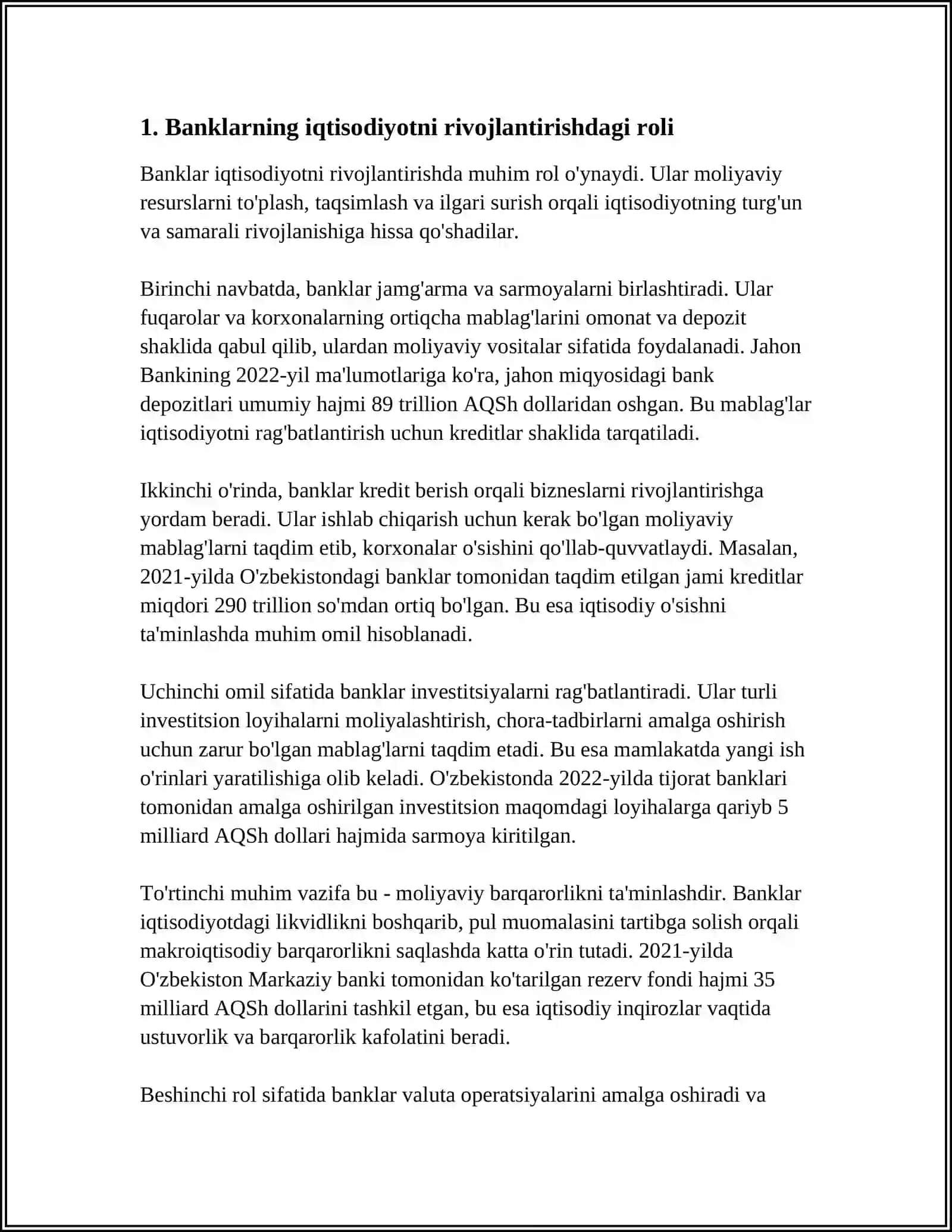 BANK VA ULARNING IQTISODIY AHAMIYATI 3