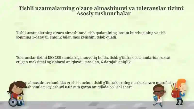 Tishli uzatmalarning o'zaro almashuvchanligi va ularning joizlik va o'tqazishlar tizimi 3