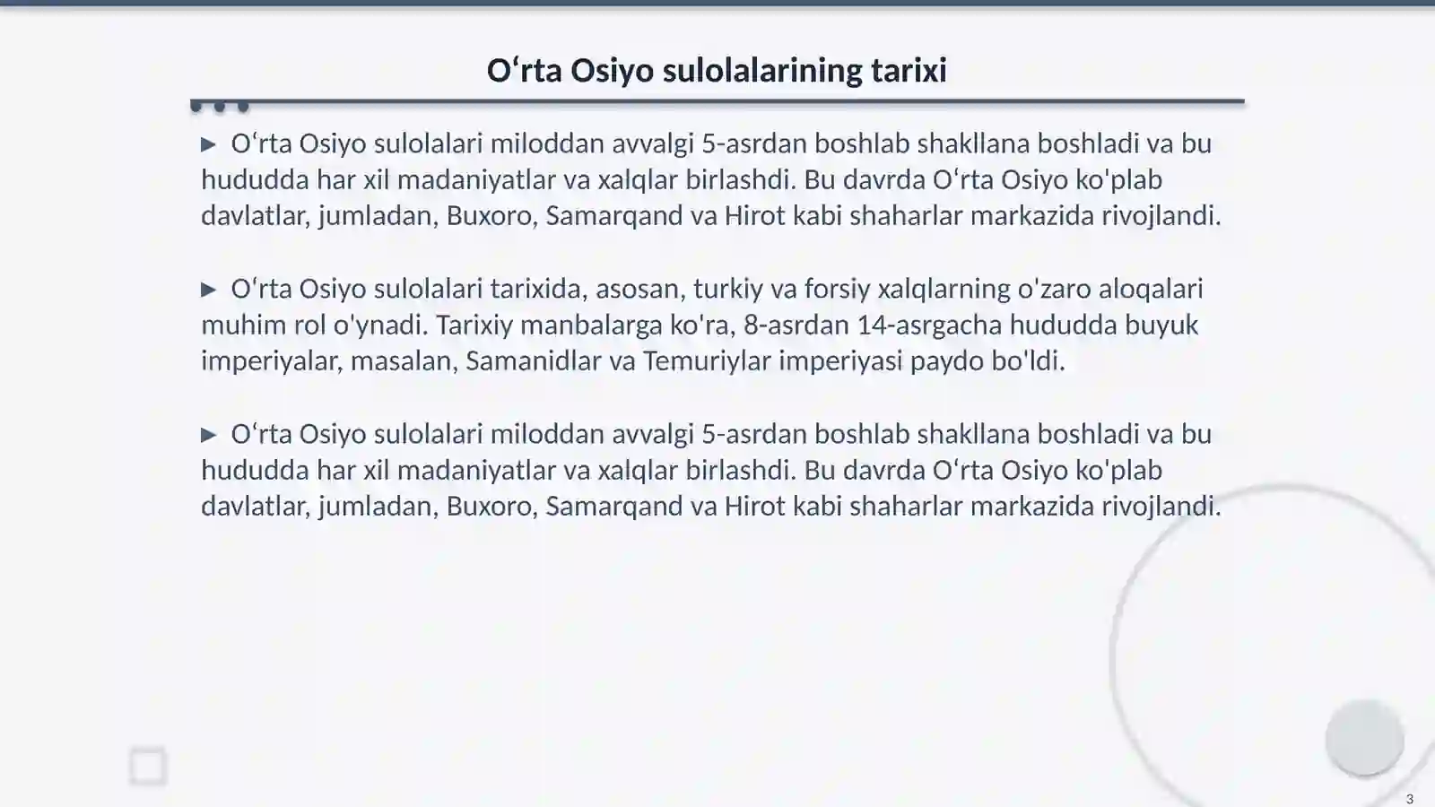 Oʻrta Osiyo sulolalar davridagi madaniy meros 3