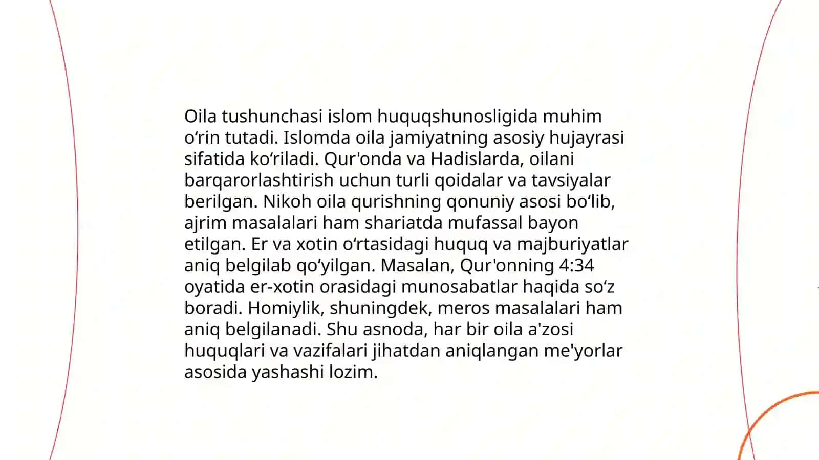 Oila, nikoh, taloq, idda zihor tushunchalarini ta'riflash 3