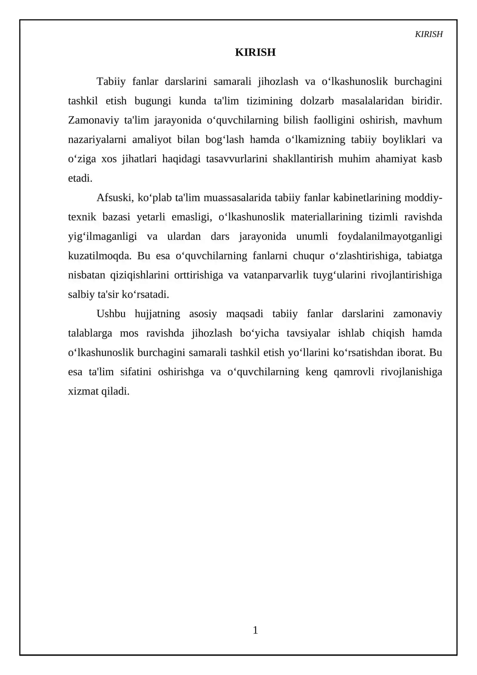 Tabiiy fanlar darslarini jihozlash va oʻlkashunoslik burchagini tashkil etish 3