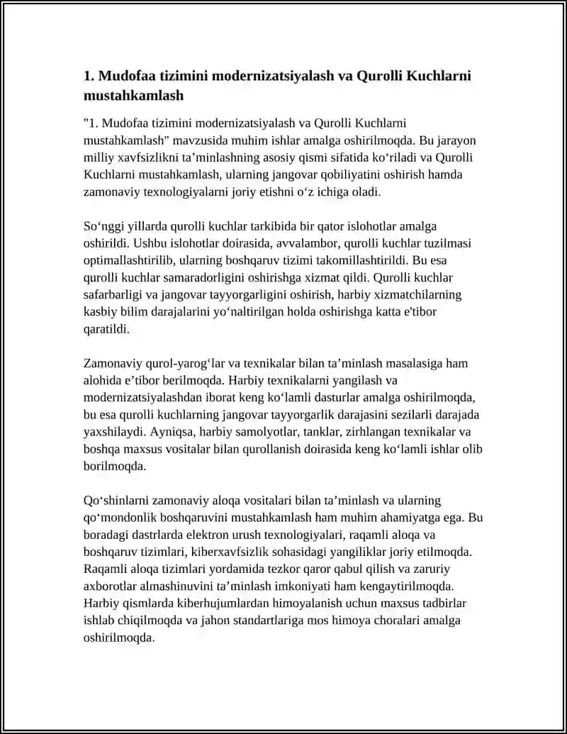 MILLIY XAVFSIZLIK TAʼMINLASH BORASIDA AMALGA OLSHIRILAYOTGAN ISHLAR 3