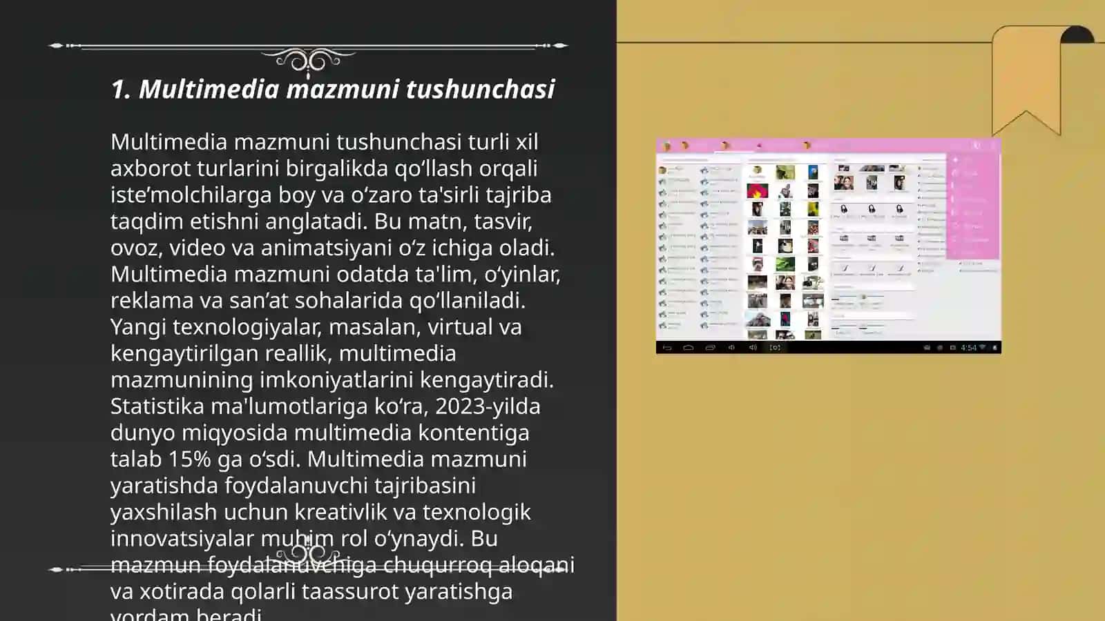 Multimedia mazmuni va shakllanishi 3