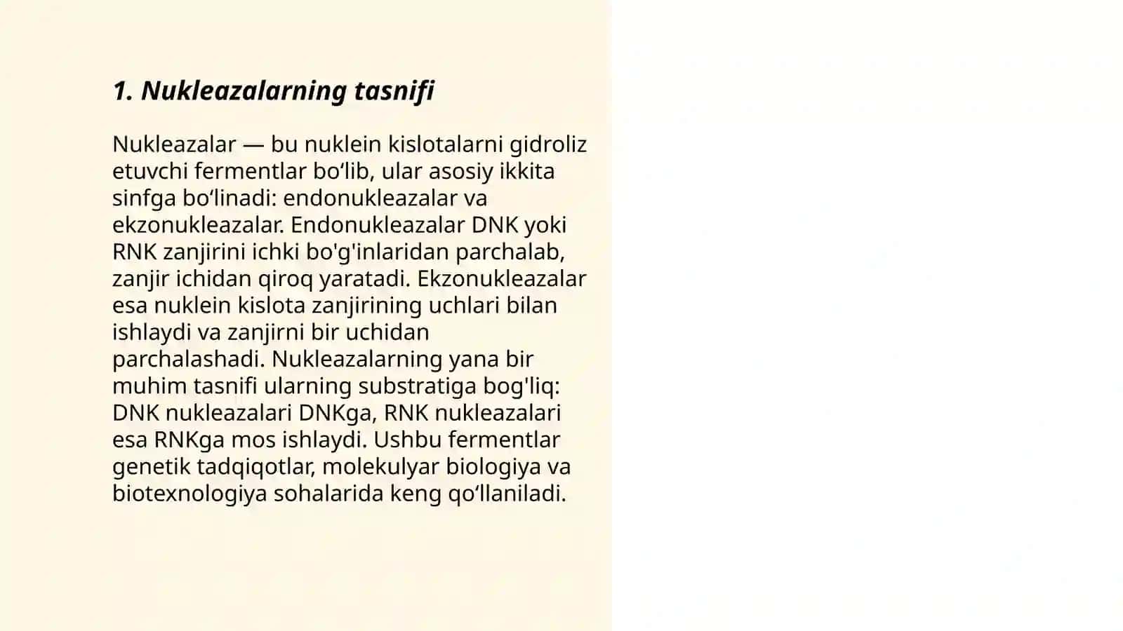 Nukleazalar va fosfodiestreazalarni órganish 3