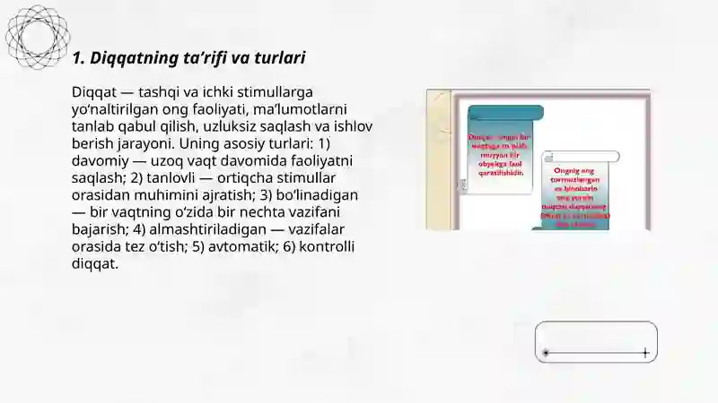 Diqqat haqida tushuncha va uning nerv-fiziologik asoslari 3