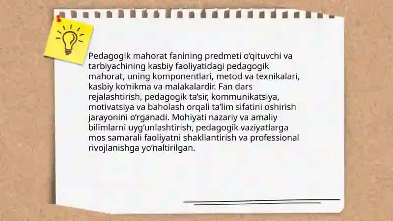 Pedagogik mahorat fanining predmeti, maqsadi va vazifalari 3