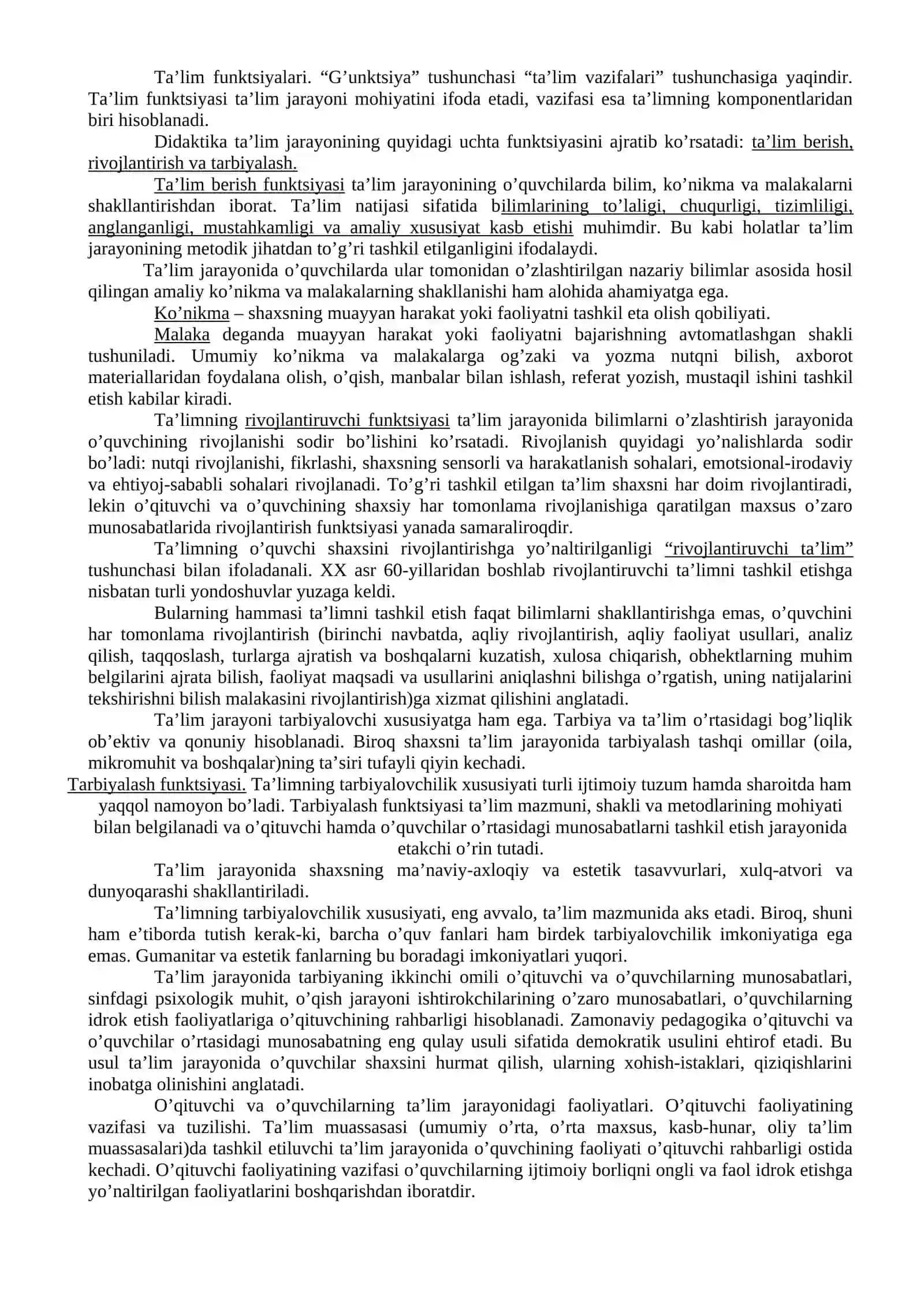 Ta'lim prinsiplari. Ta'lim jarayonini tashkil etishning metodik asoslari 3