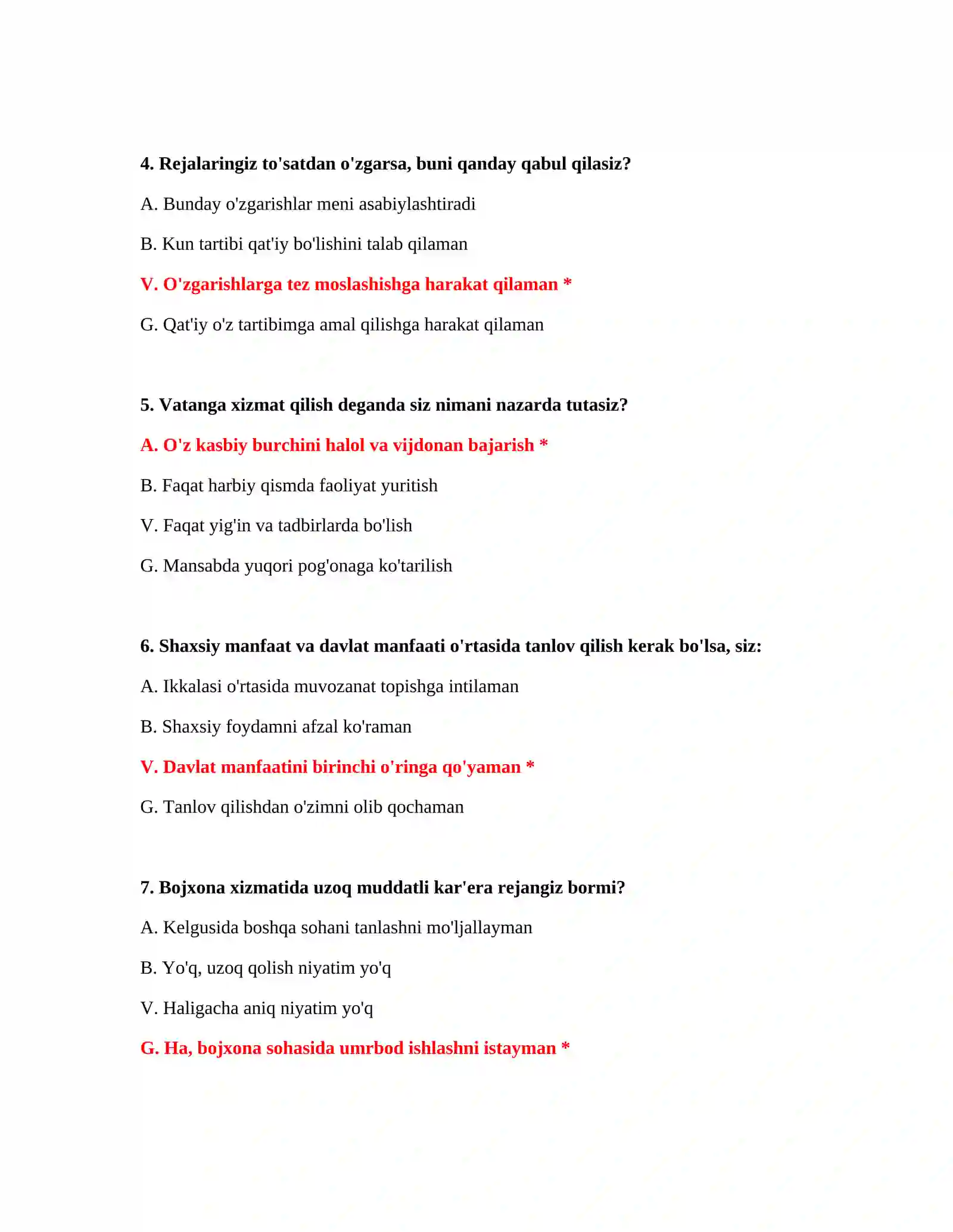 Bojxona ishga kirish uchun psixologik va mantiqiy testlar 3