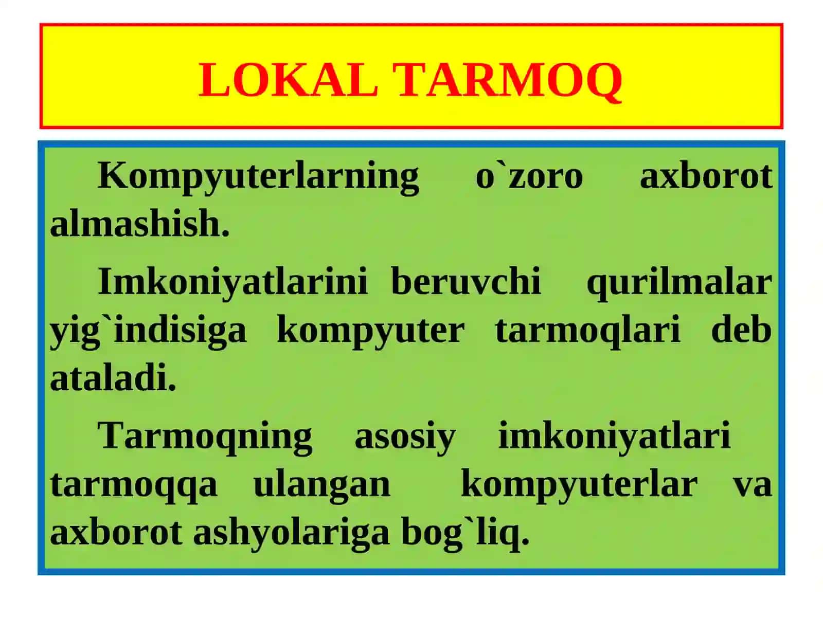 Lokal tarmoqda ma’lumotlar almashuvi modeli 3