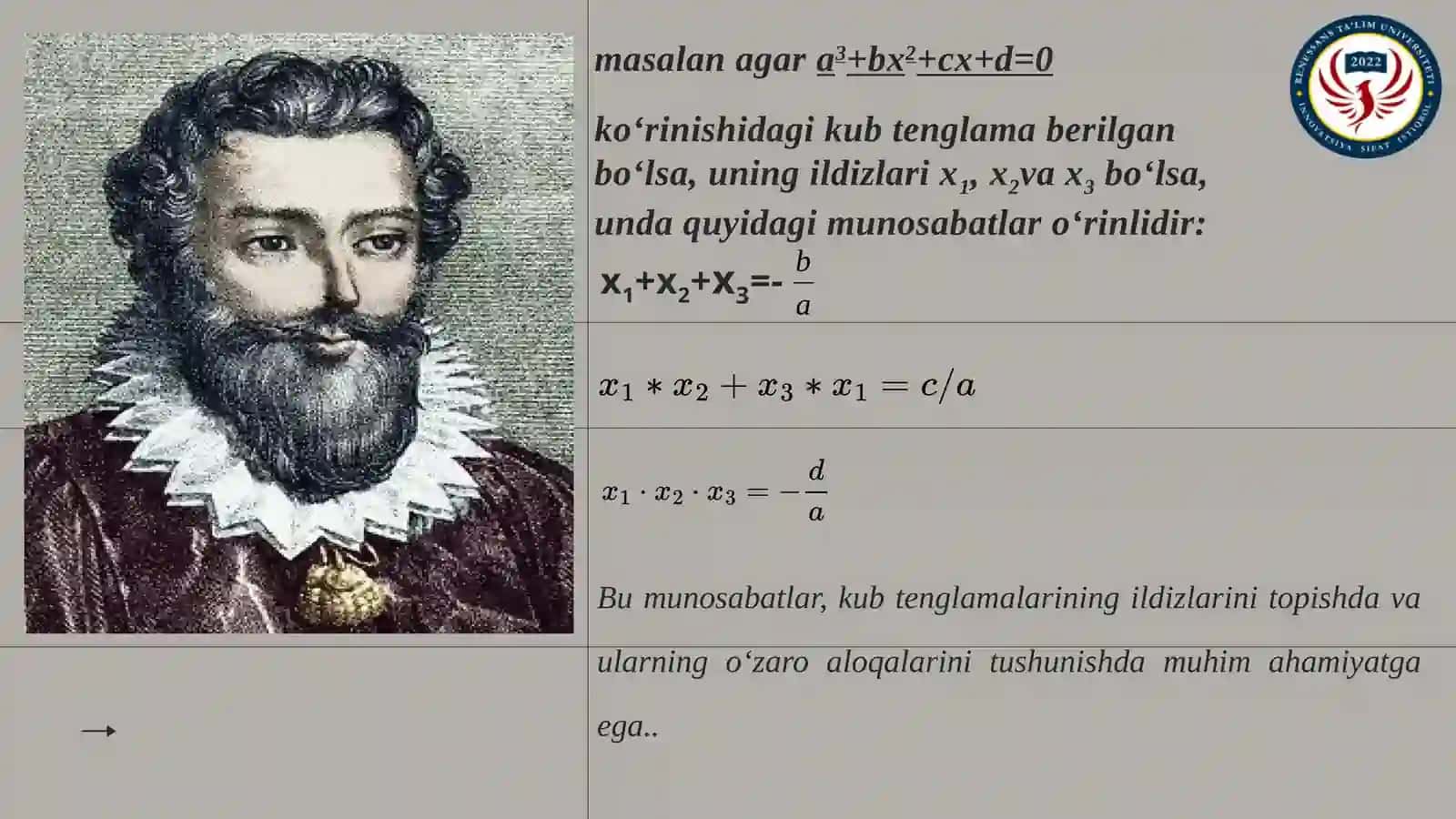 VIYET TEOREMASI VA UNING QOLLANISHI 3