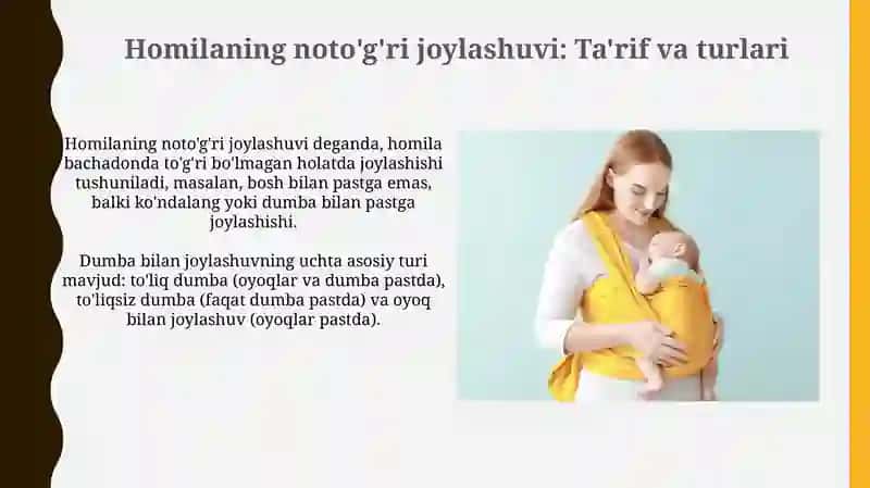 Homilaning noto'g'ri joylashuvi: Diagnostika va Asosiy Turlari 3