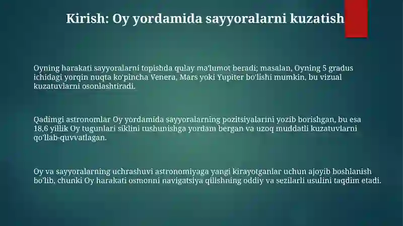Oy yordamida sayyoralarni topish va kuzatish 3