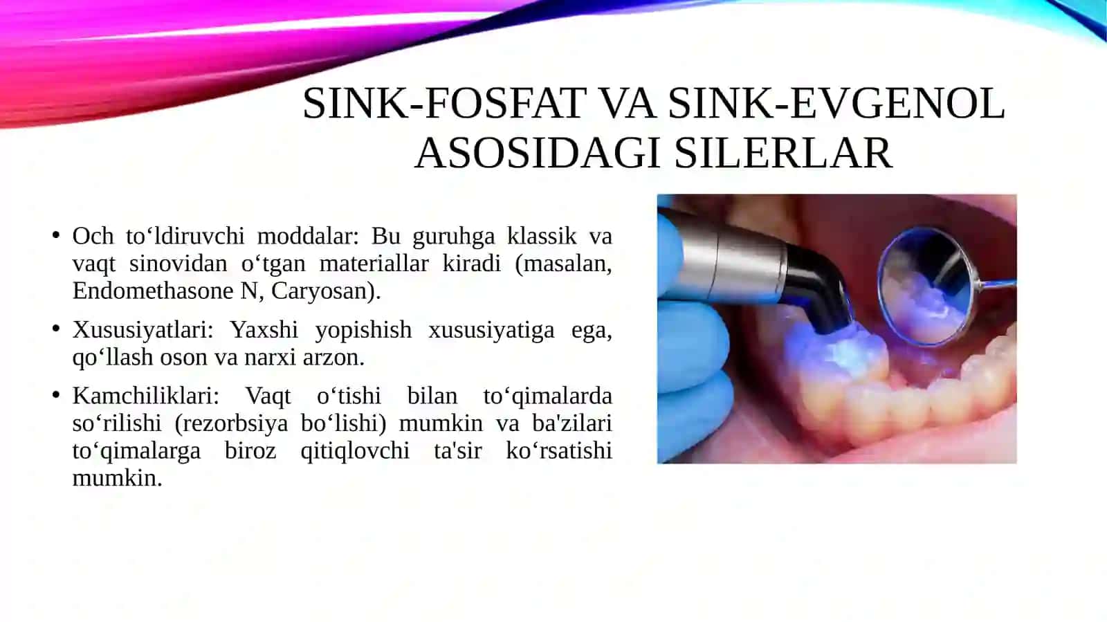 Ildiz kanalini plombalashda qo‘llaniluvchi qotadigan malhamlar 3