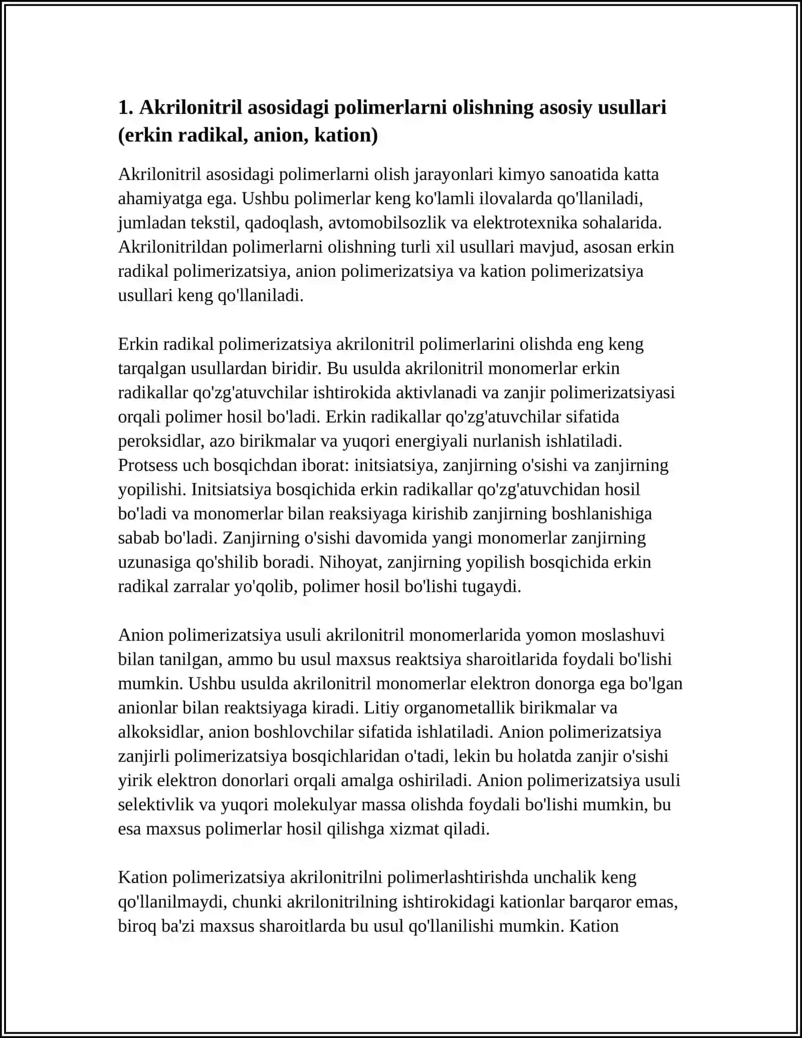 AKRILONITRLI ASOSIDAGI POLIMERLARNI OLISH JARAYONLARI 3