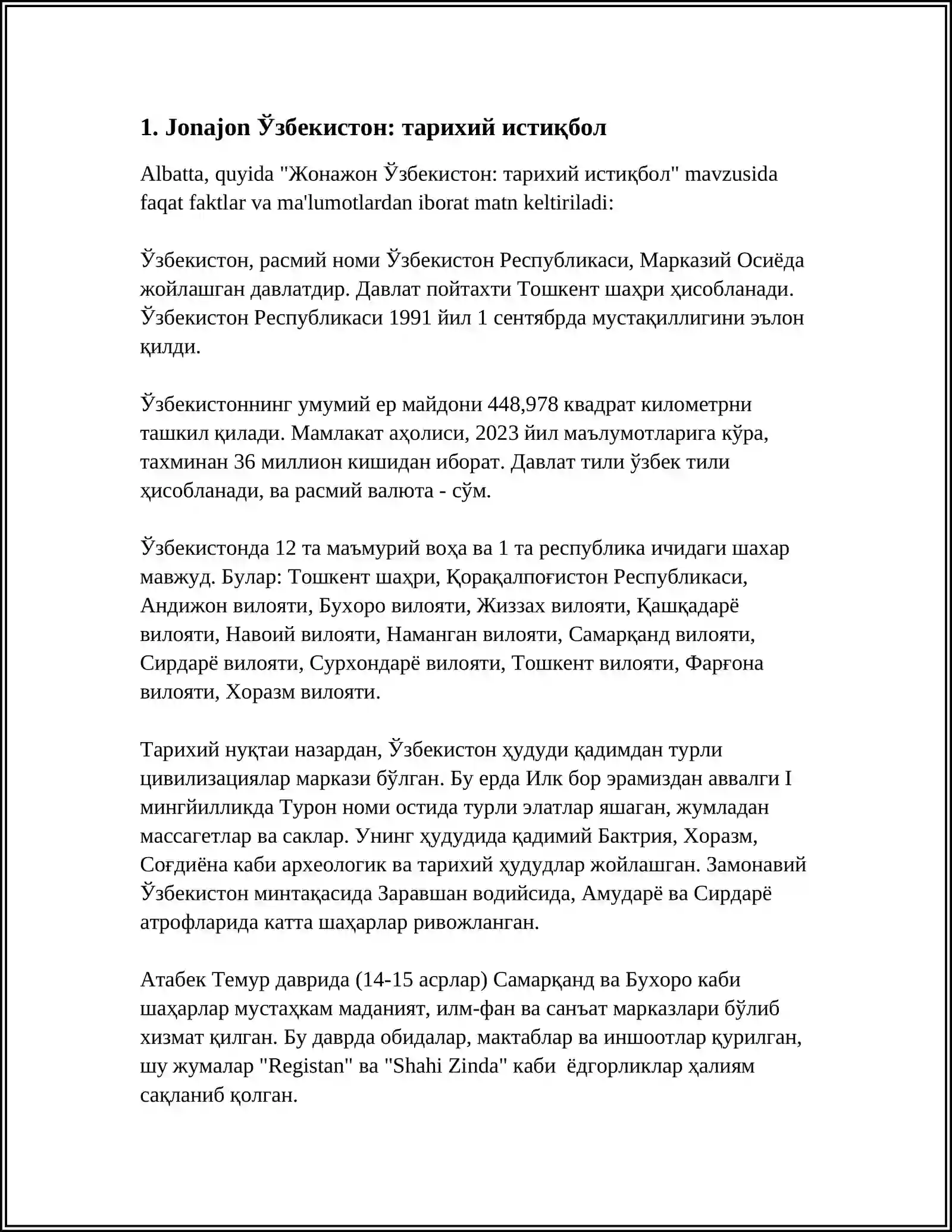 Jonajon Þzbekiston: tarixiy istiqbol 3