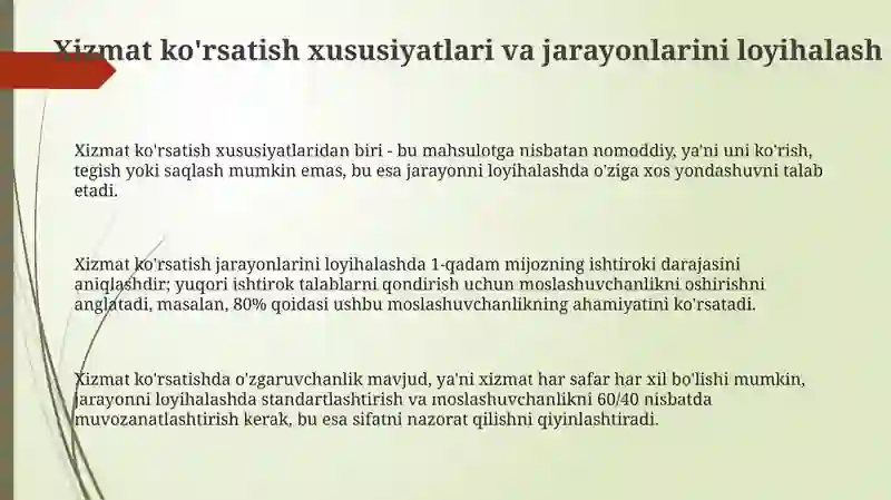 Xizmatlar sohasida operatsiyalarni boshqarish 3