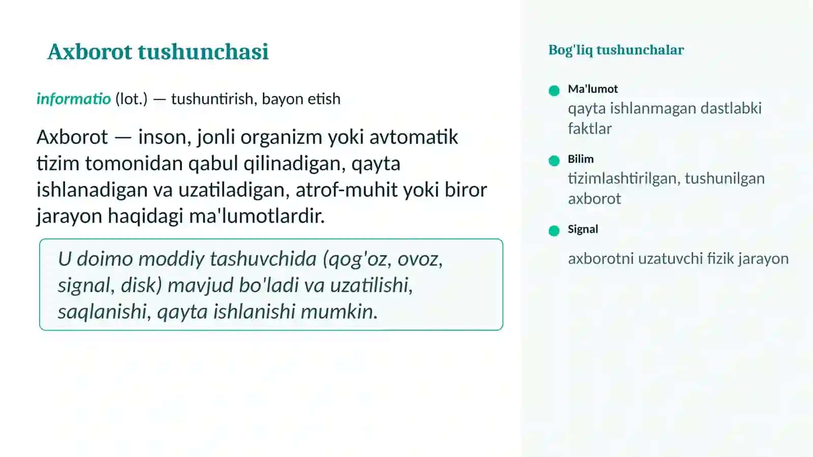 Axborot va axborot texnologiyalari tushunchasi 3