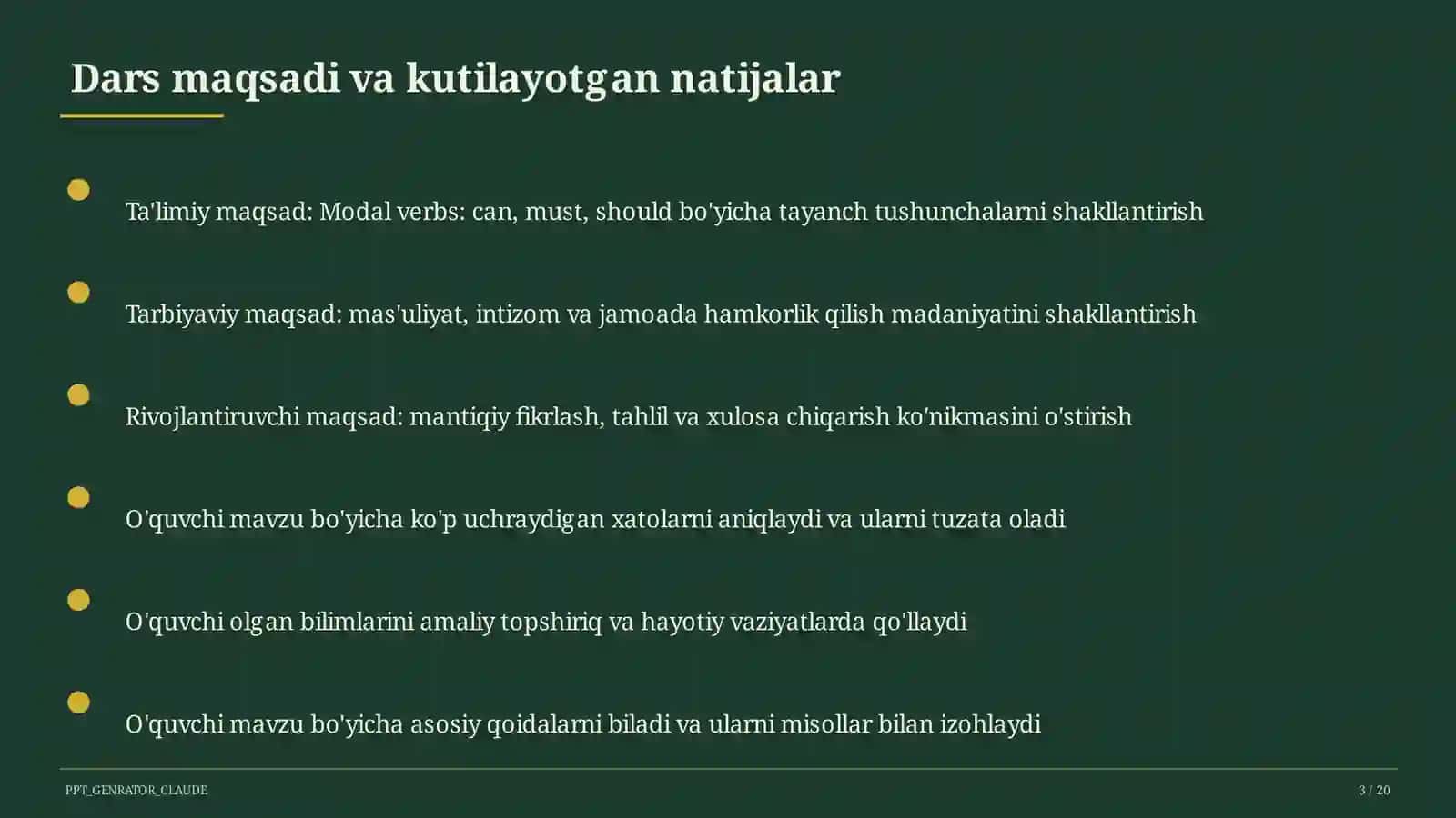Modal verbs: can, must, should (7-sinf) 3