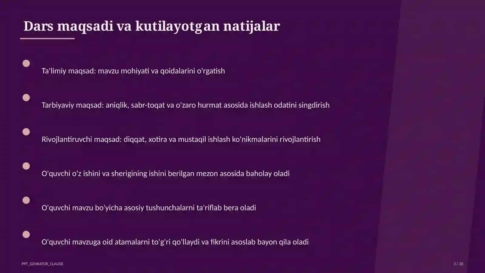 Dars rejasi 3