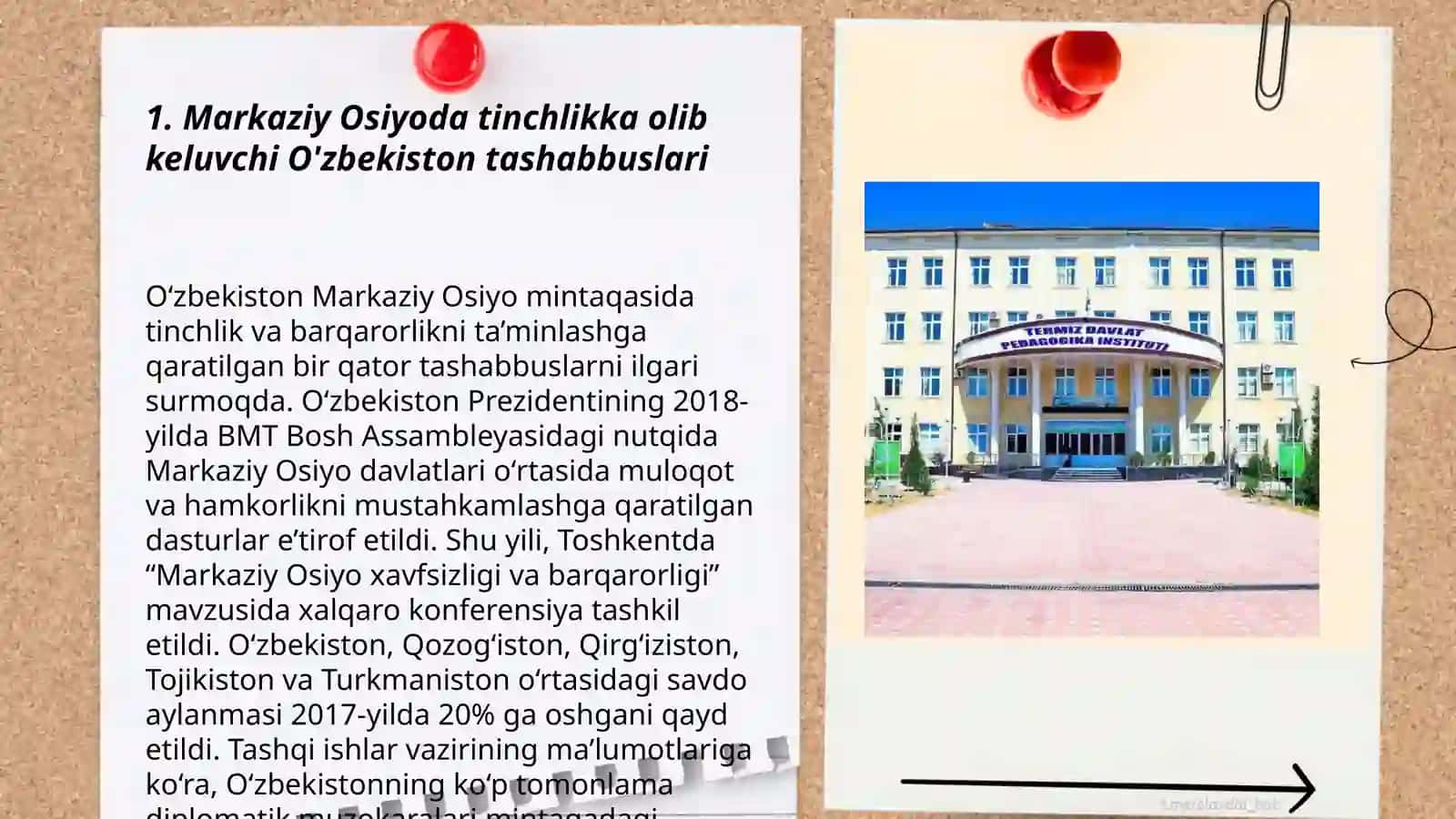 Markaziy Osiyoda tinchlik va barqarorlikni taminlashda O'zbekistonni o'rni 3