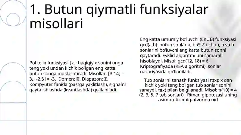 Butun qiymatli funksiyalar 3