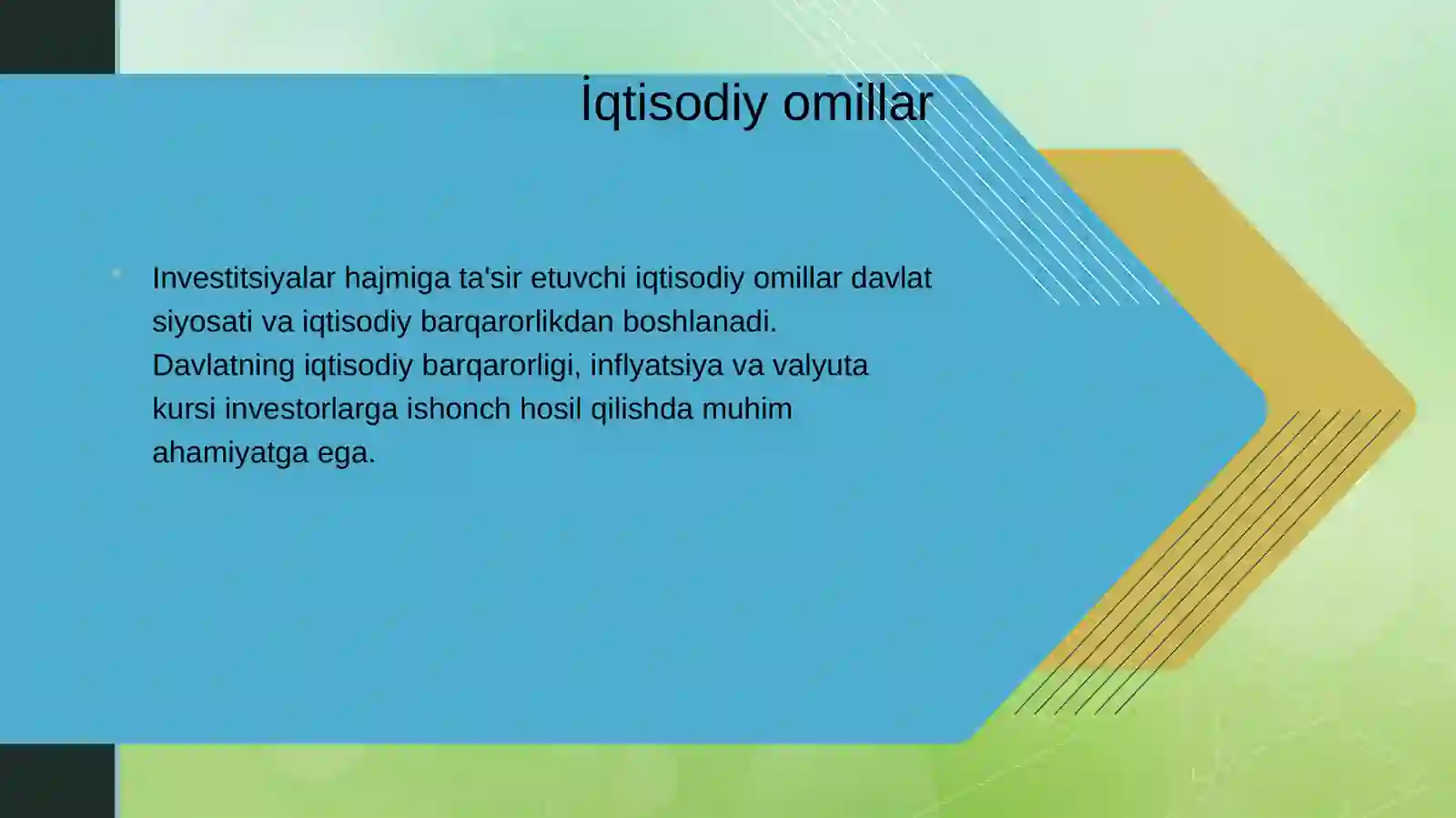 Investitsiyalar hajmiga ta'sir etuvchi omillar 3