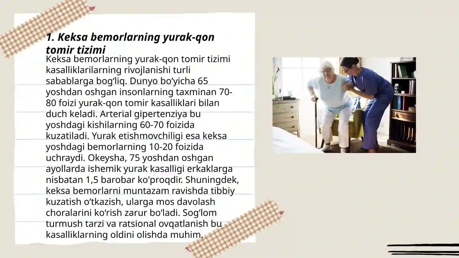 Keksa bemor. Keksa organizmning fiziologik xususiyatlari 3