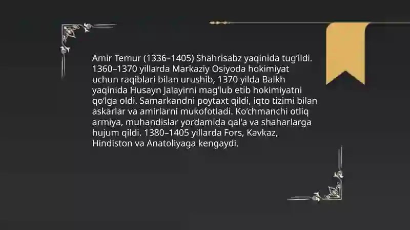 Amir Temur davridavlatchiligi 3