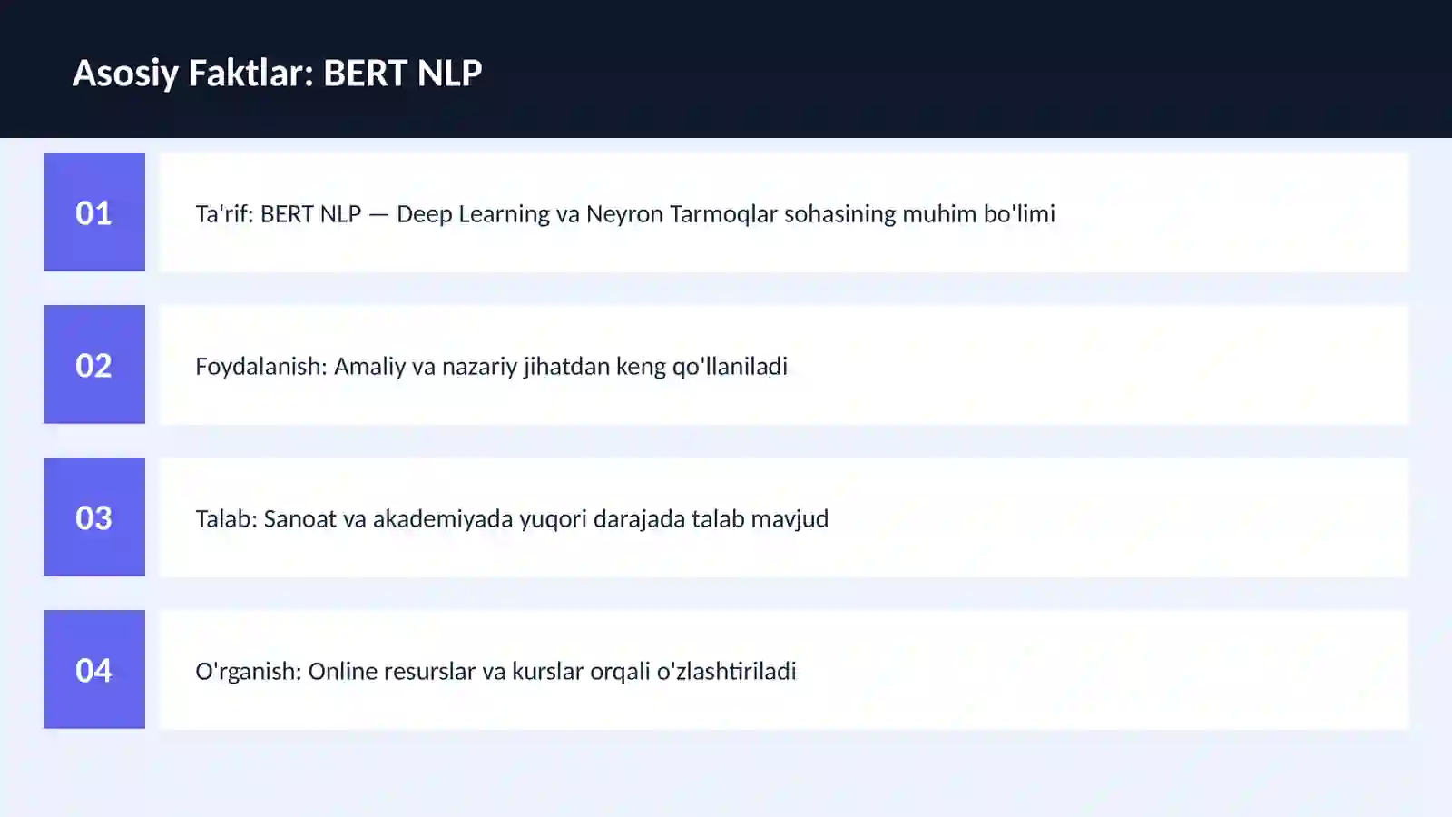 AI | DEEP LEARNING VA NEYRON TARMOQLAR BERT NLP 3
