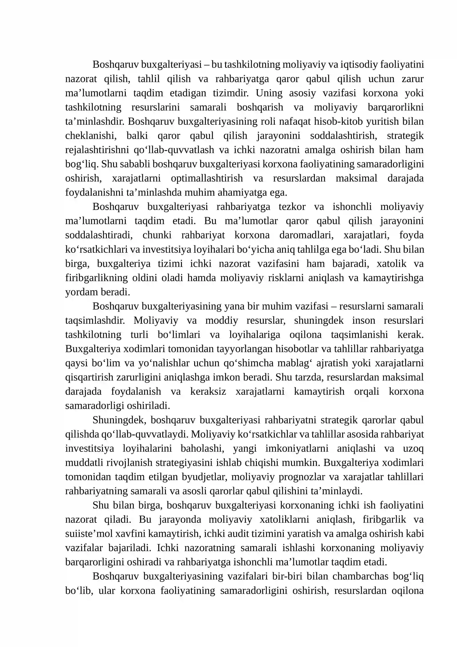Boshqaruv hisobini amalga oshiruvchi buxgalteriyalarning vazifalari 3
