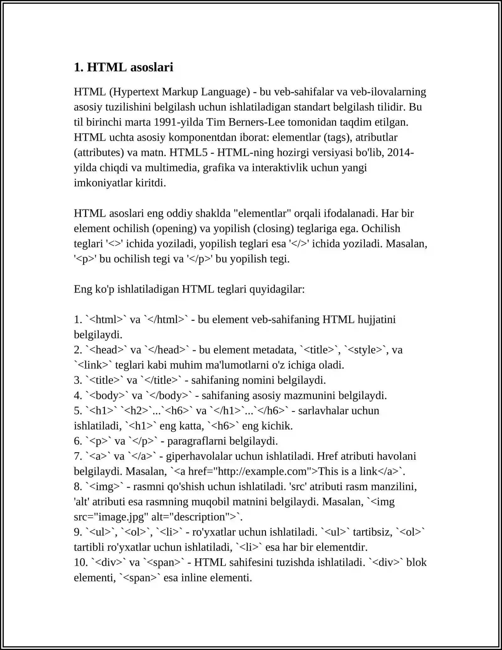 VEB SAHIFALAR YARATISH TEXNOLOGIYALARI 3