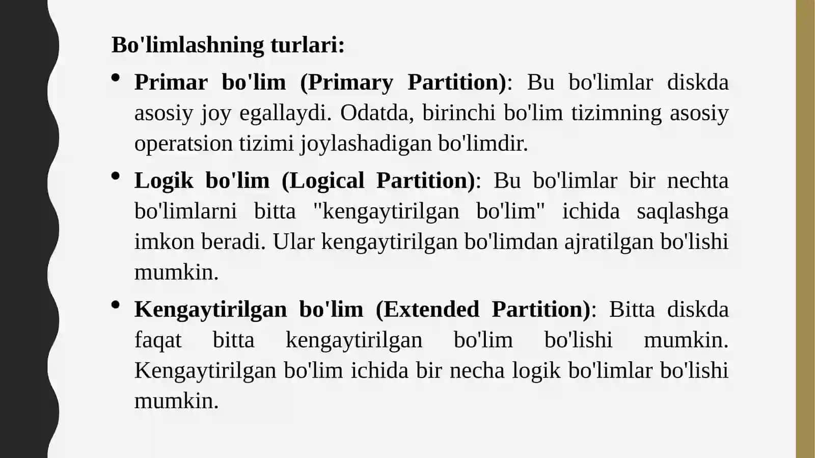 Disklarni bo'limlash va formatlash 3