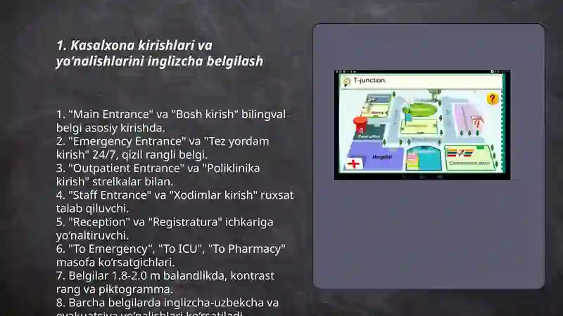 Create a hospital map with English directions 3