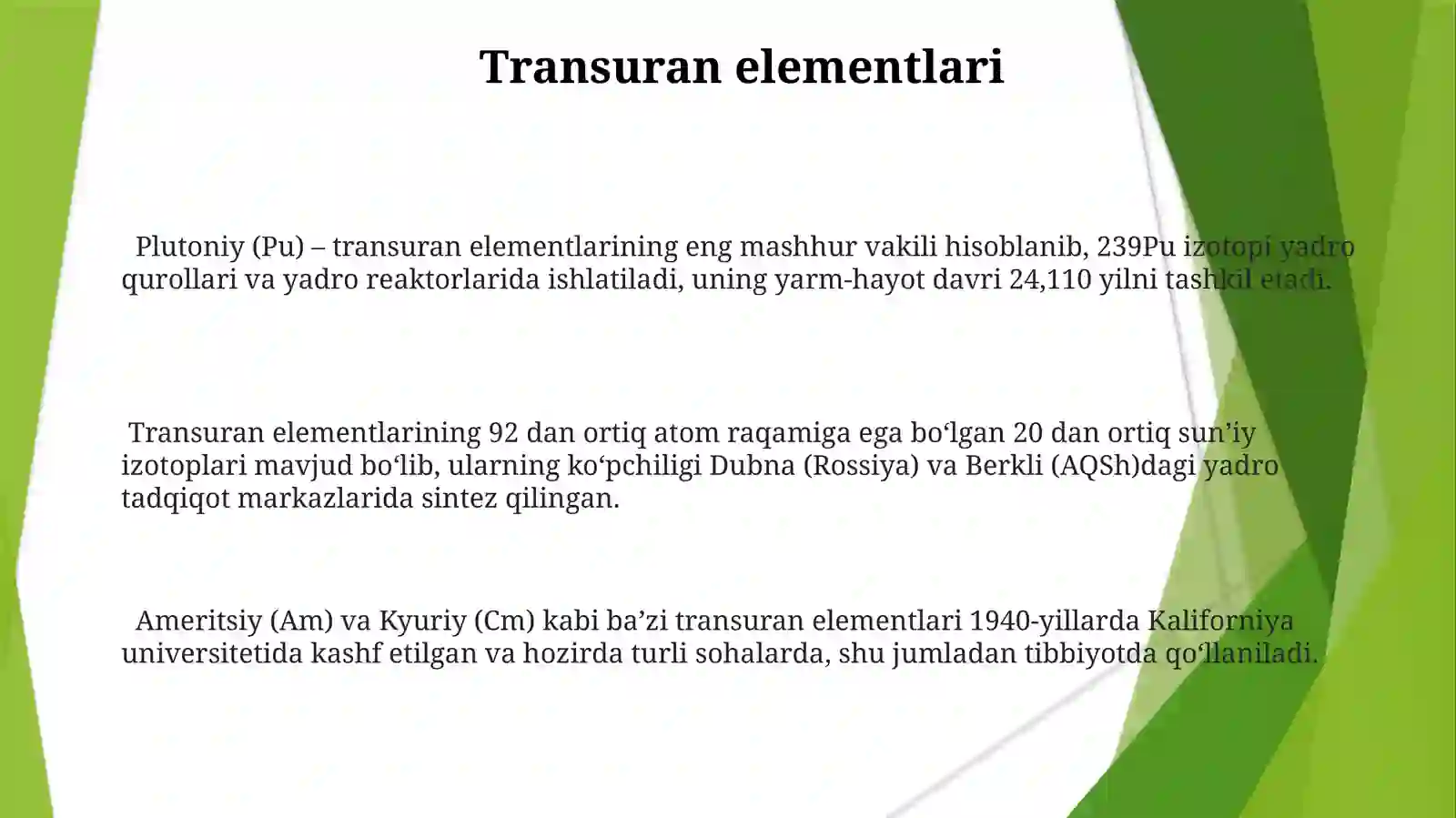 Aktinoidlar va Transuranelementlar 3