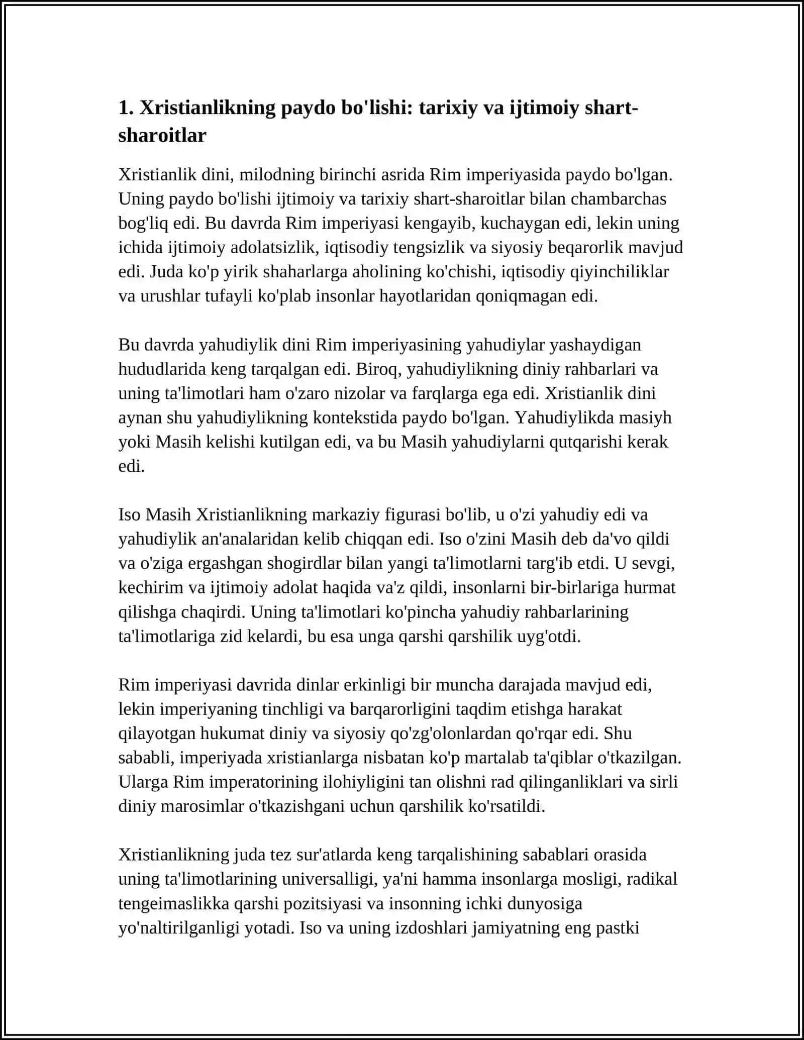 Xristianlikning paydo boʻlishi, aqidasi, asosiy yoʻnalishtlari, talimotlari va manbalari 3
